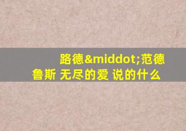 路德·范德鲁斯 无尽的爱 说的什么